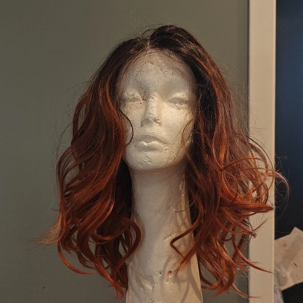 Womens Long Wavy Ombre Wig - Brown to Copper